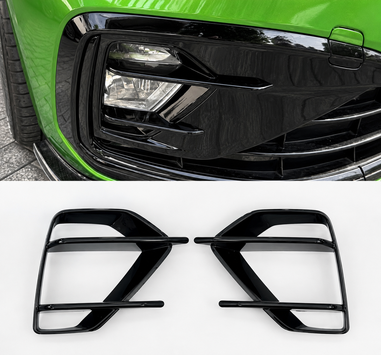 VW Virtus Front Fog Lamp Trim Cover | Gloss Black Sporty Accent Pair