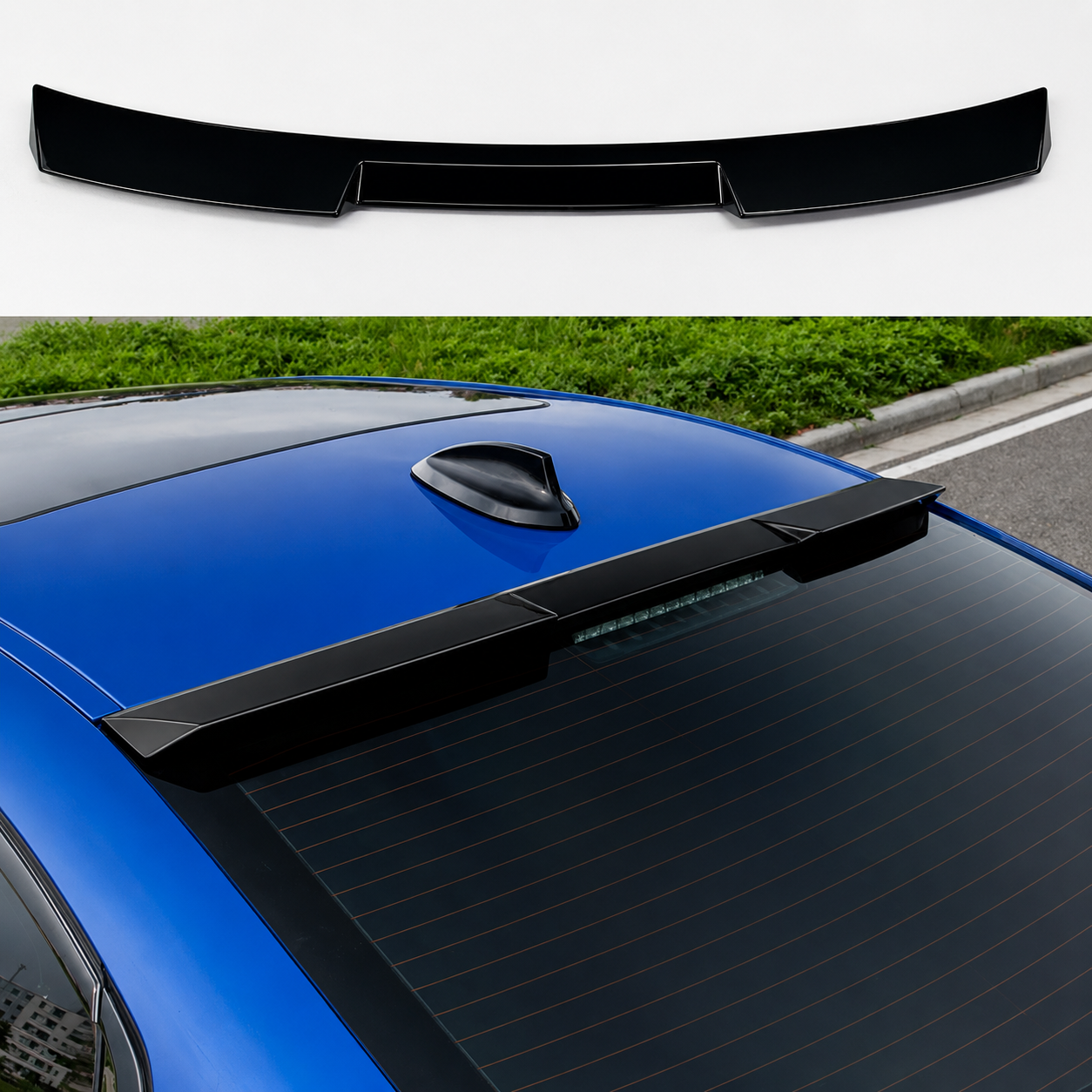 VW Virtus Rear Windshield Roof Spoiler | Gloss Black Sport Style Visor