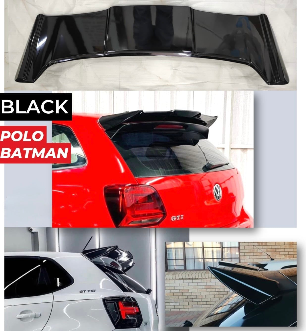 VW Polo Batman Style Rear Spoiler | Premium ABS Performance Wing | Gloss Black & Carbon Finish