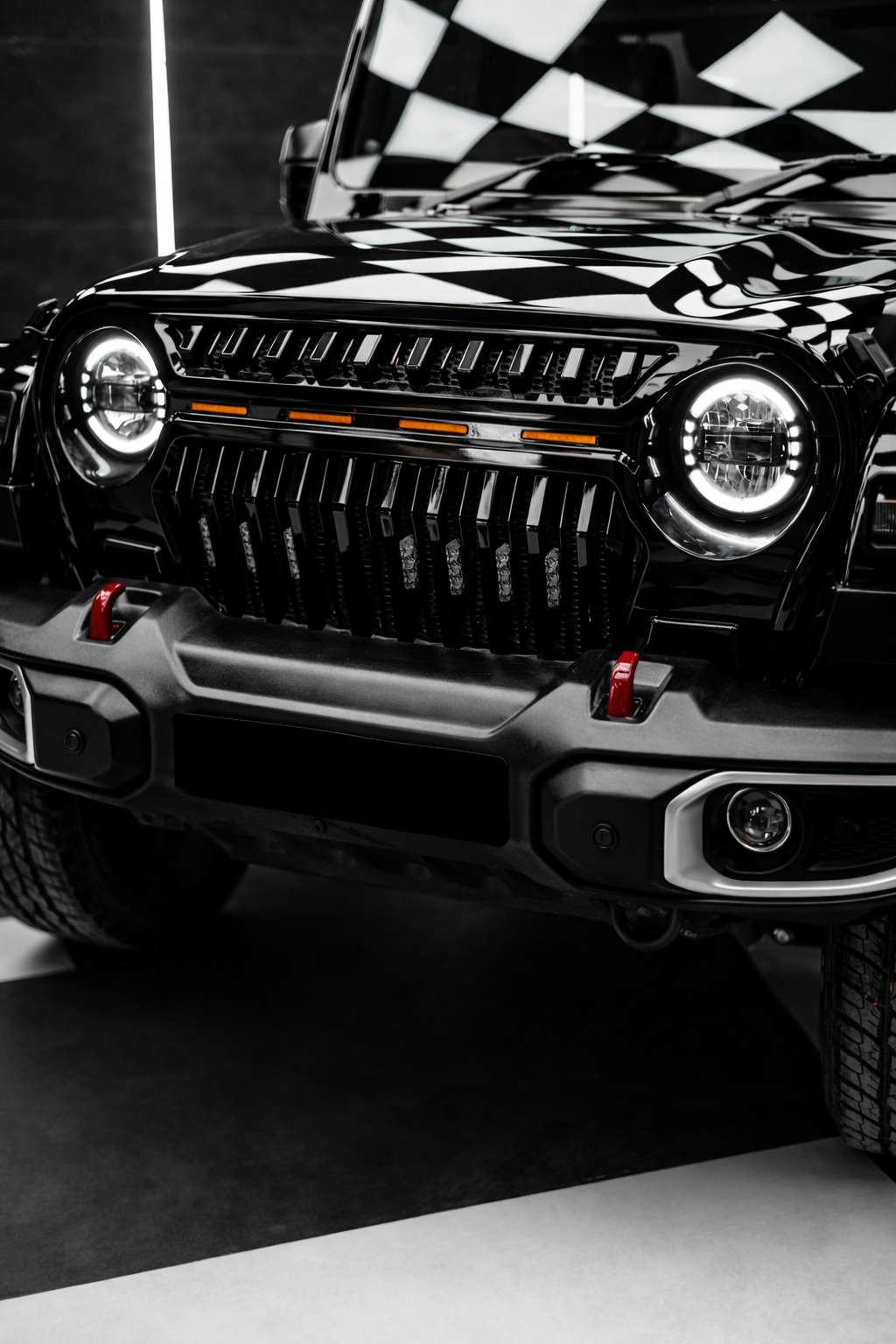 Mahindra Thar Top Fire Front Grill Upgrade – Premium ABS Gloss Black Replacement Grill
