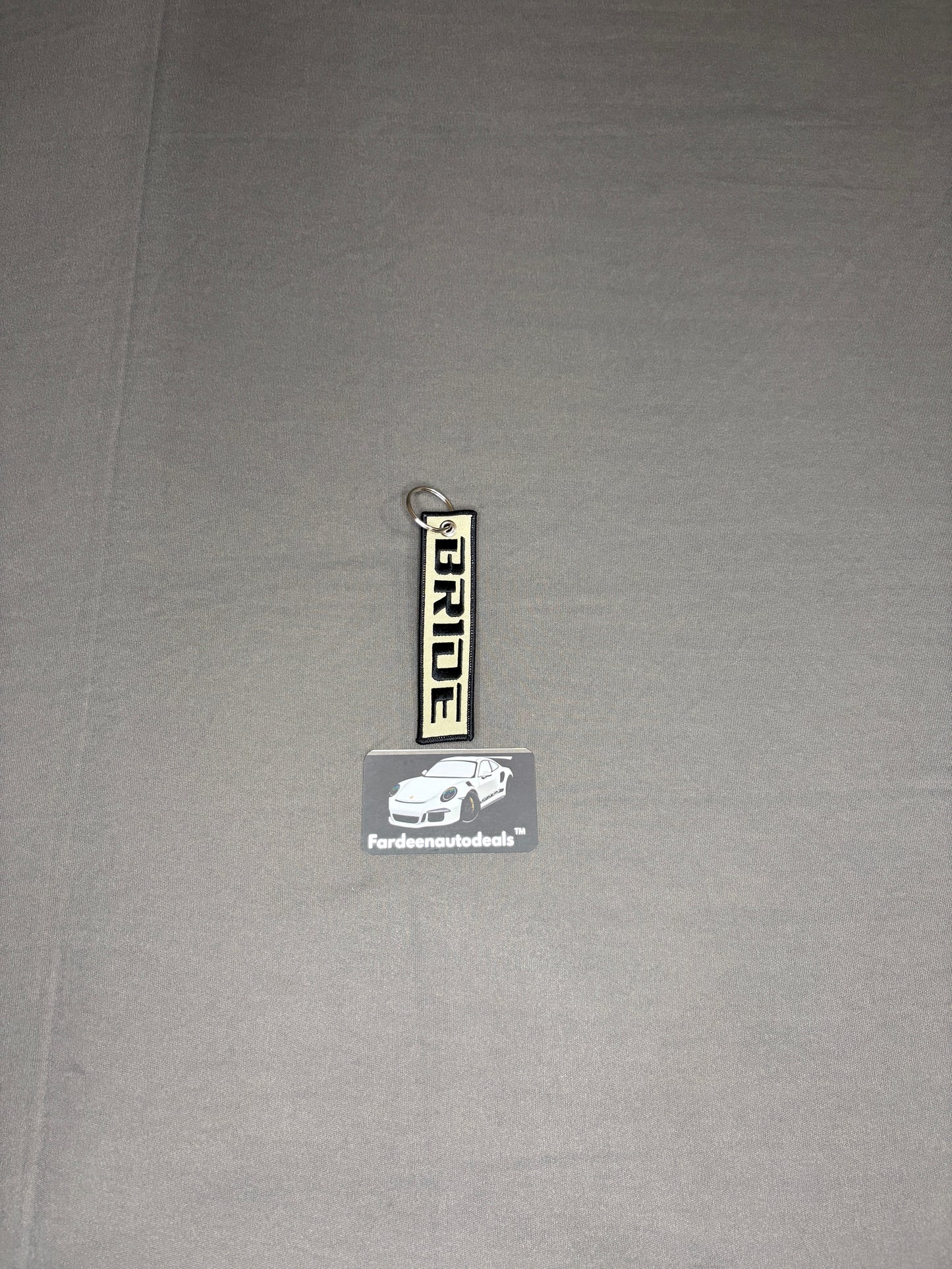 BRIDE Black Single-Layer Fabric Car Keychain