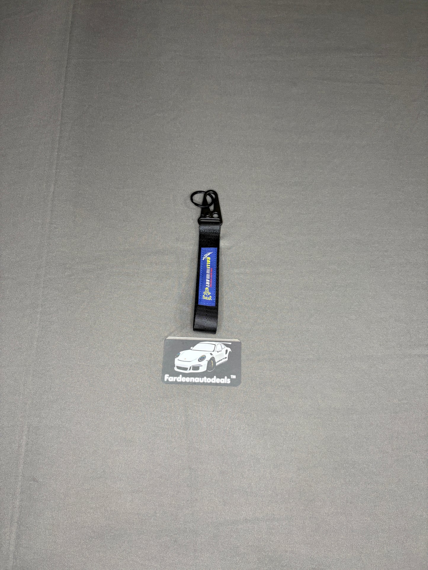 JDM Performance Black Double-Layer Fabric Car Keychain