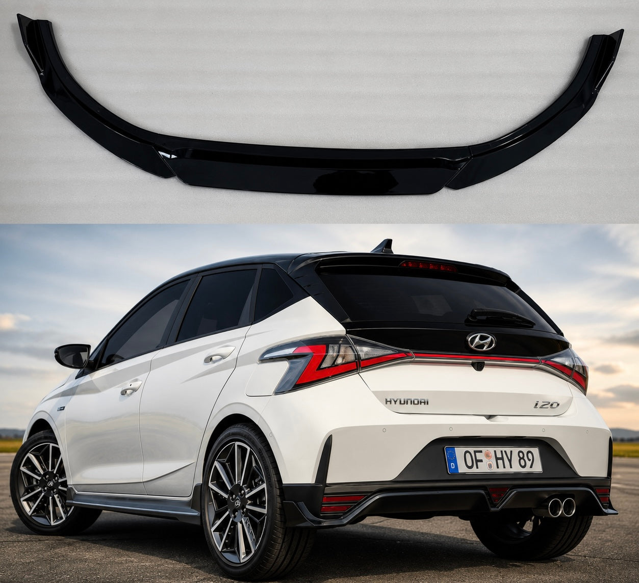 Hyundai i20 (2020+) Dedicated Front Lip Splitter | Gloss Black ABS | Premium Front Bumper Lip