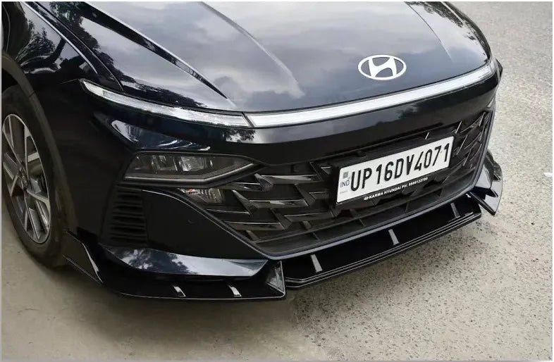 Hyundai Verna Front Splitter 3-Piece Kit | 2023+ | Gloss Black
