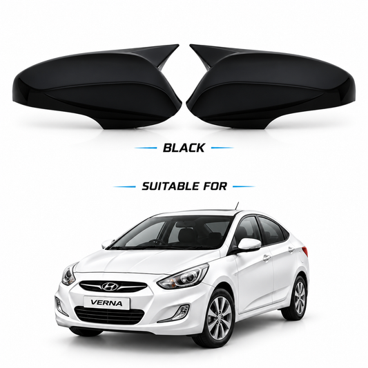 Hyundai Verna Side Mirror Covers – Glossy Black/Carbon Fiber| 2011–2015 Model