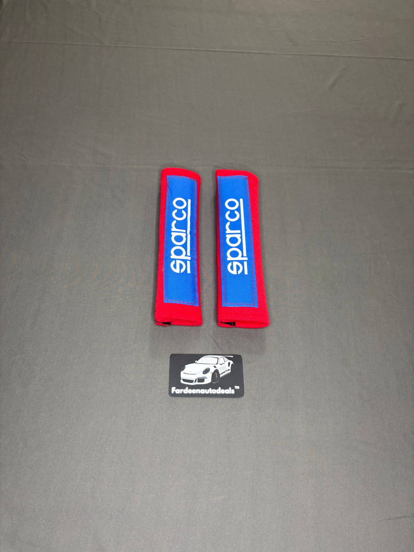 Sparco Style Dual-Tone Seat Belt Comfort Pads – Red & Blue Racing Edition (Set of 2)