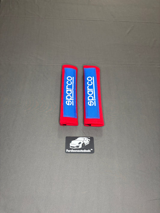 Sparco Style Dual-Tone Seat Belt Comfort Pads – Red & Blue Racing Edition (Set of 2)