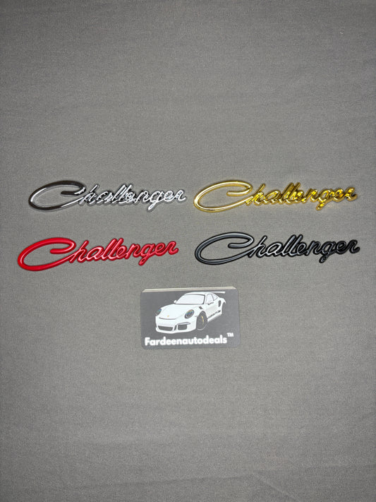 Challenger Script Metal Badge Emblem for Car – Premium Gloss Finish Muscle Car Badge