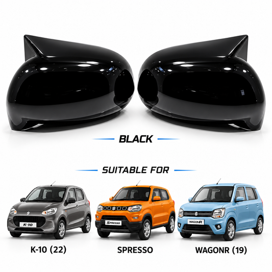 Maruti Suzuki K10, S-Presso & WagonR Side Mirror Covers – Glossy Black