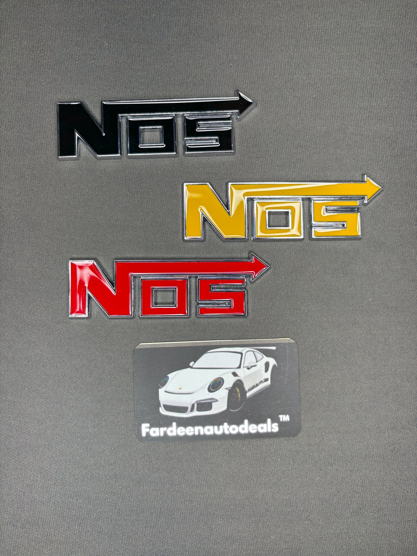 Premium Metal NOS Logo Emblem for Cars – Sporty Performance Style Badge
