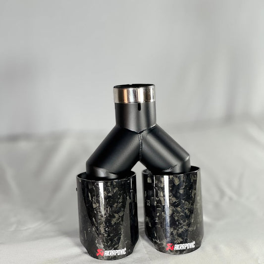 Akrapovic Exhaust Tip | Black Forged Carbon Dual Tip