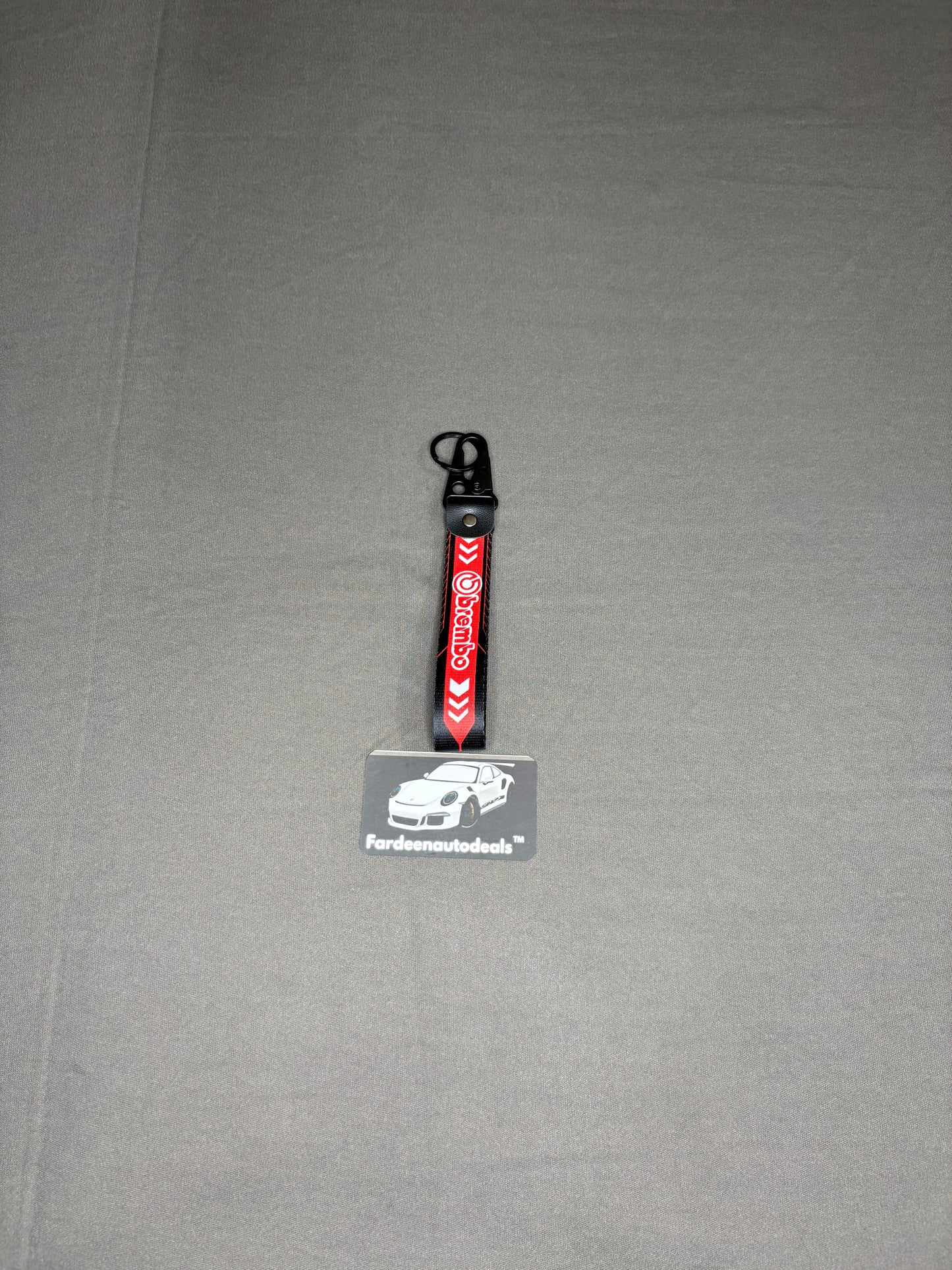 Brembo Style Red & Black Double-Layer Fabric Car Keychain