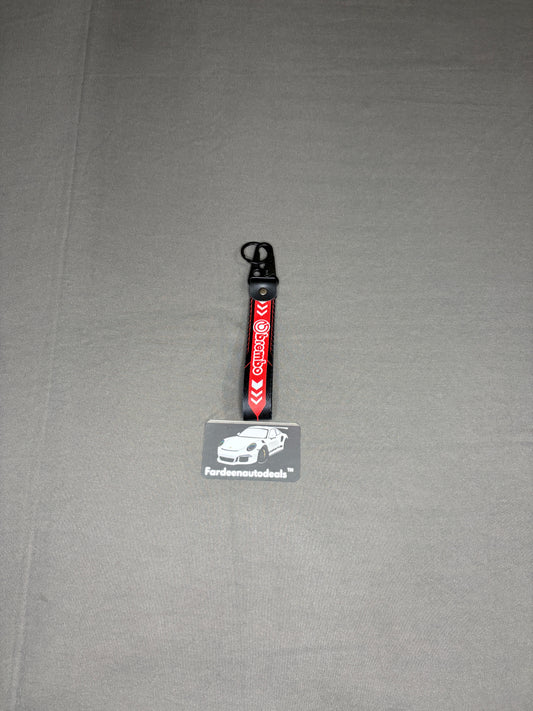 Brembo Style Red & Black Double-Layer Fabric Car Keychain