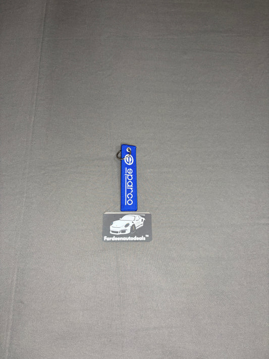 Sparco Style Blue Single-Layer Fabric Car Keychain