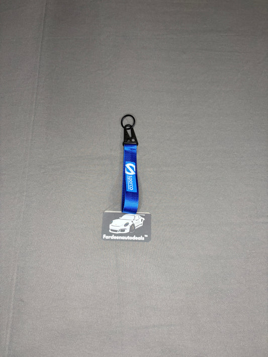 Sparco Blue Double-Layer Fabric Car Keychain