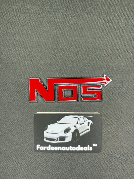 Premium Metal NOS Logo Emblem for Cars – Sporty Performance Style Badge