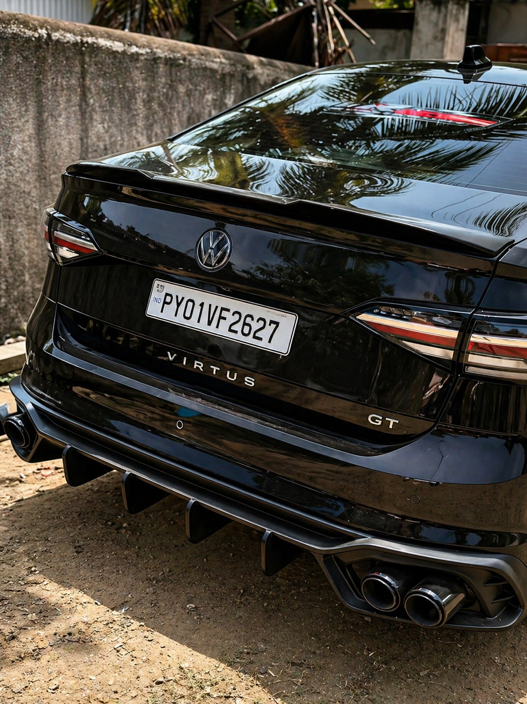 Volkswagen Virtus Full Body Kit with Spoiler, Front Splitter, Side Skirts, 4 Fin Diffuser, Batman Mirror Caps & Window Louvers