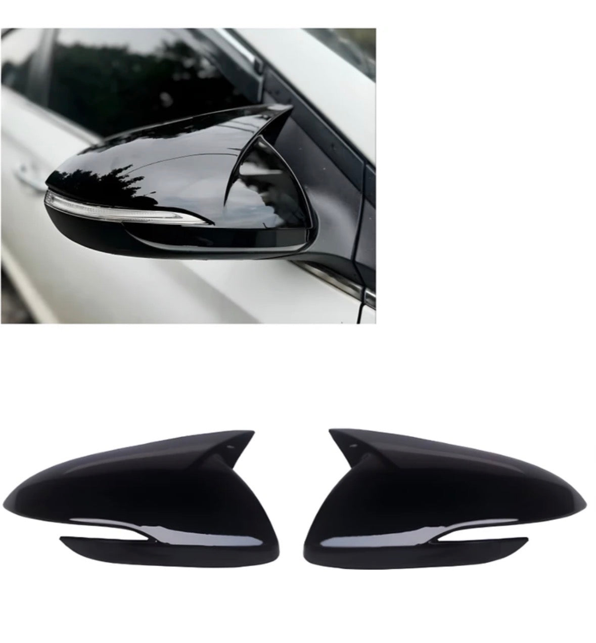 Hyundai Verna Batman Style Mirror Covers | Gloss Black ABS Finish | Fits 2017-2022 Models