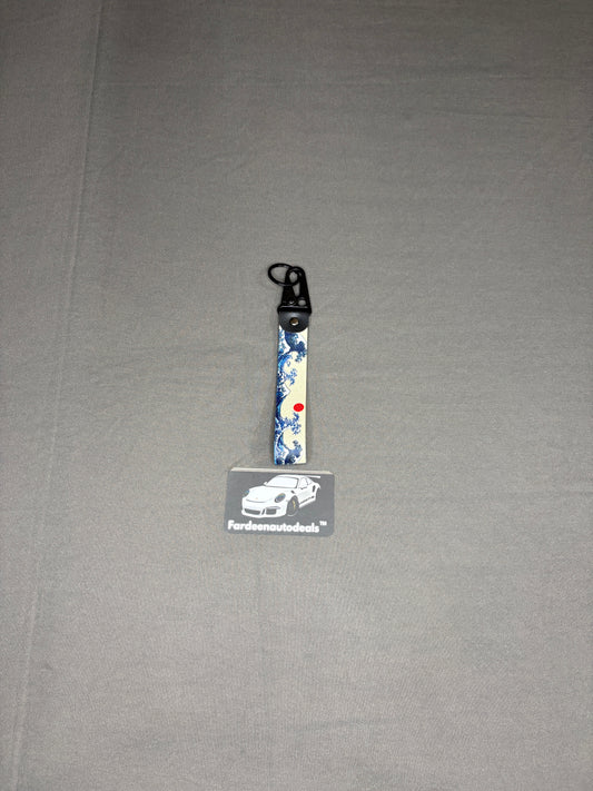 Japanese Wave Double-Layer Fabric Car Keychain