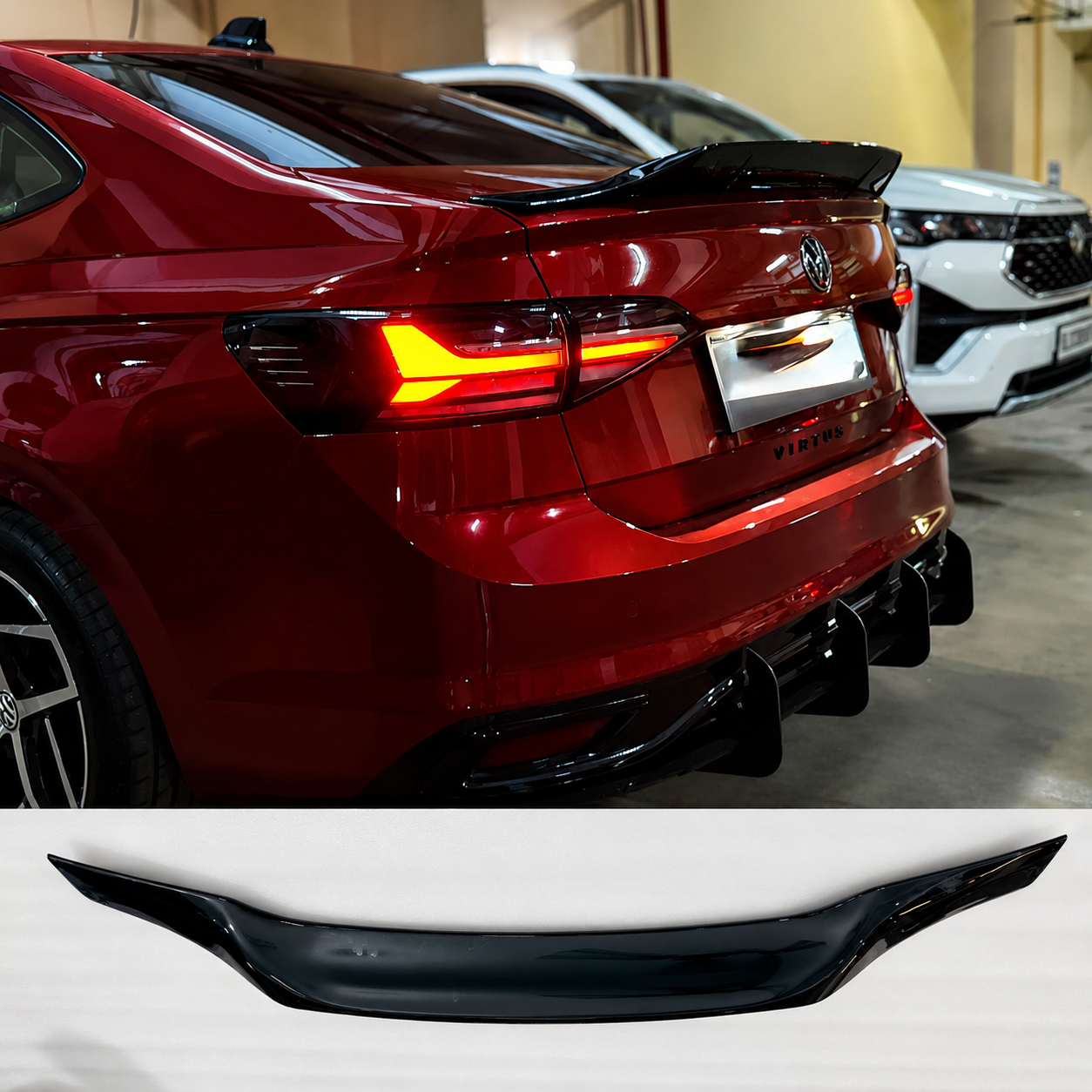 VW Virtus & Skoda Slavia Ducktail Rear Spoiler | Gloss Black Performance Lip