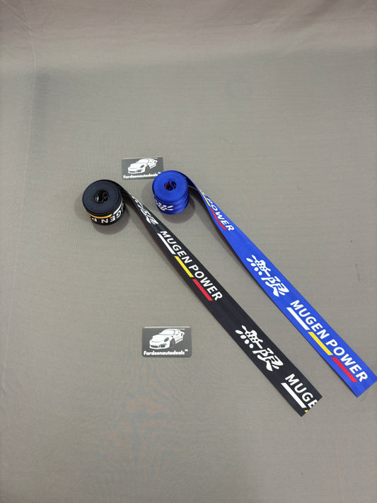 Imported MUGEN Power Style Seat Belt Webbing (Single Piece) – JDM Racing Interior Upgrade (Black/Blue)