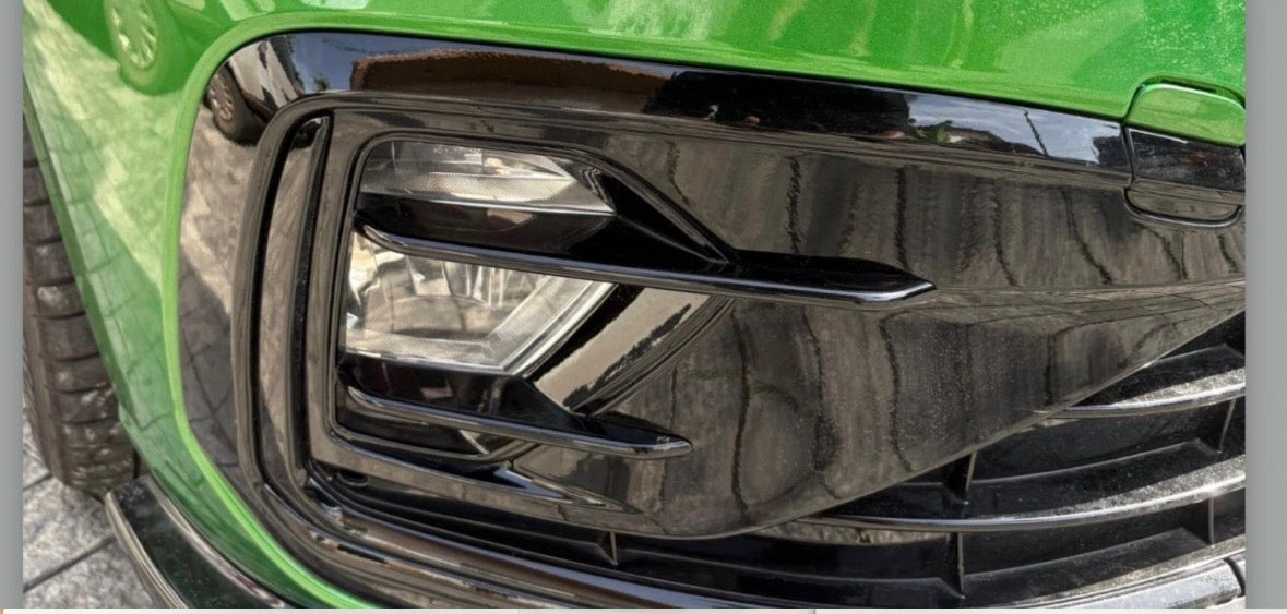 Volkswagen Virtus Premium Cosmetic Upgrade Combo | Window Louvers, Batman Mirror Covers, GT Steering Badge, Fog Lamp Covers & Gloss Black + Carbon VW Logos