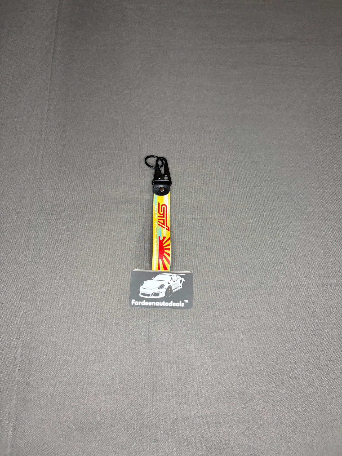 STI JDM Yellow Double-Layer Fabric Car Keychain