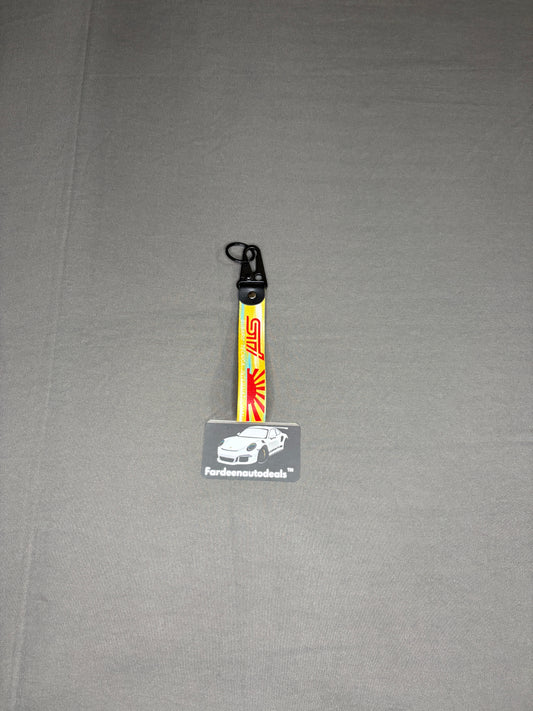STI JDM Yellow Double-Layer Fabric Car Keychain