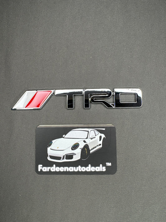 TRD Logo Emblem with Racing Stripe for Car – Premium Metal Finish Badge