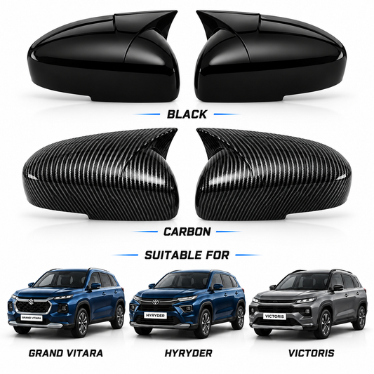 Grand Vitara Hyryder Victoris Side Mirror Covers – Black & Carbon Fiber