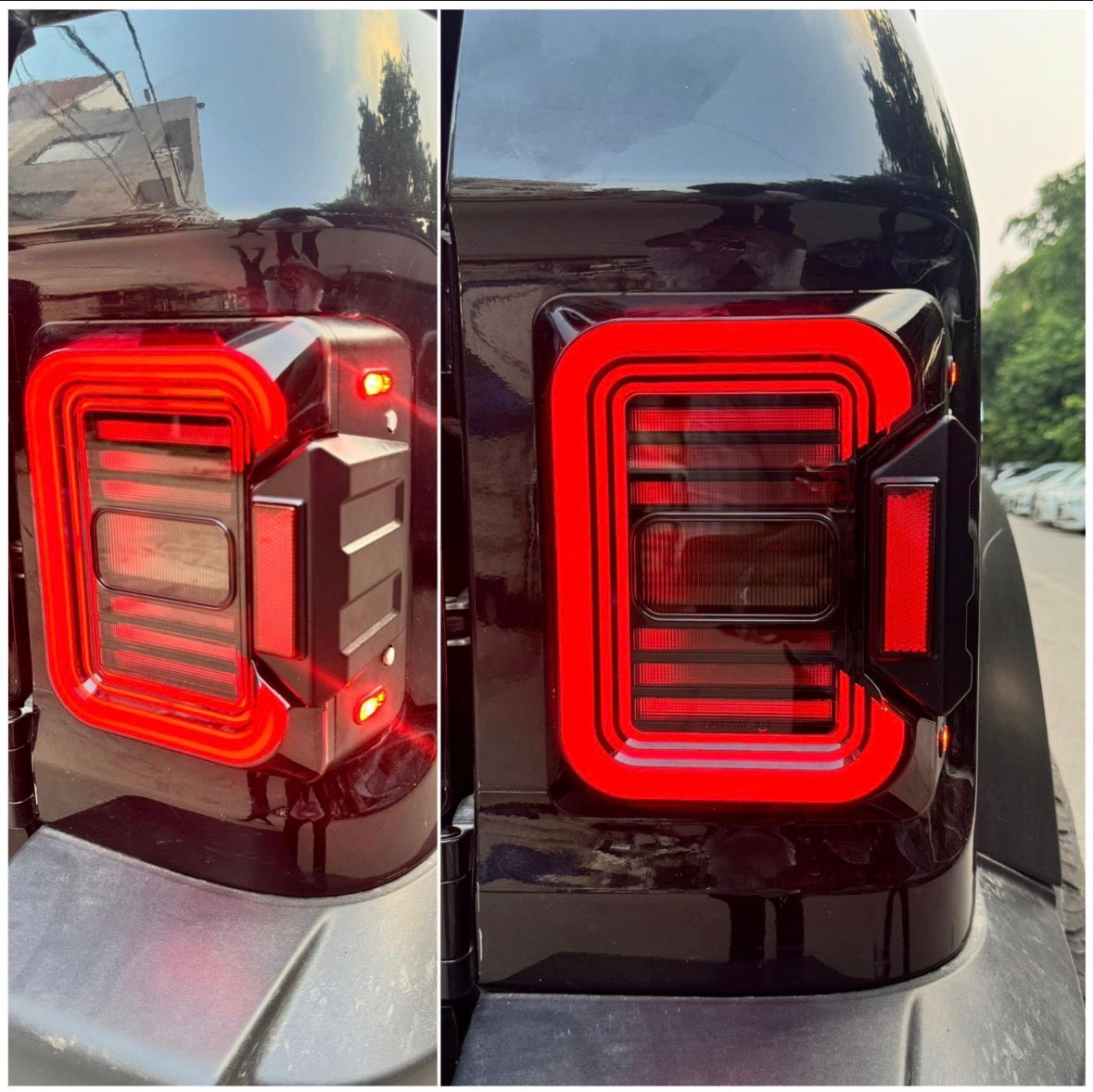 Mahindra Thar Wrangler-Inspired LED Tail Lights | Smoke + Red | Welcome Feature