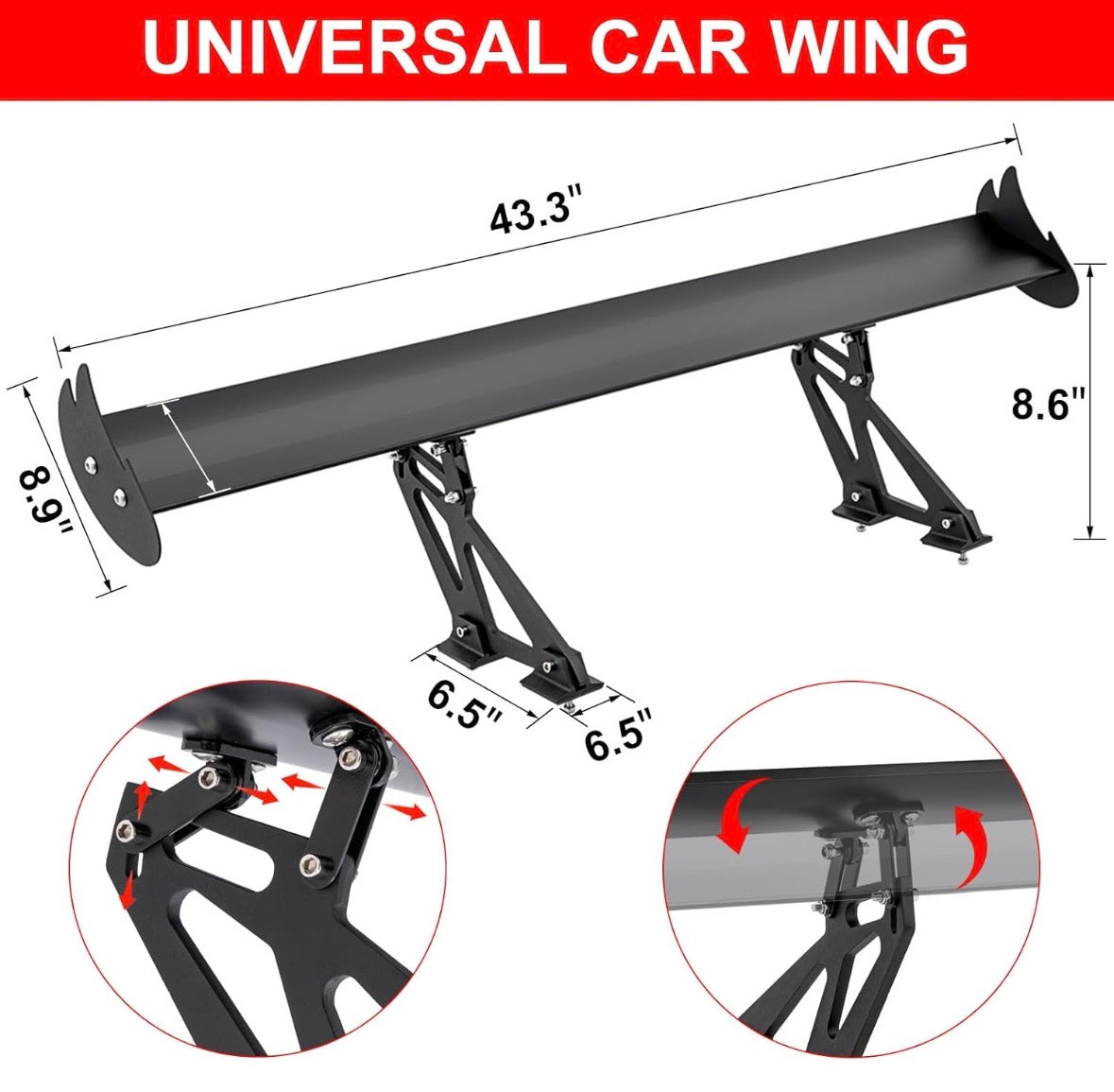 Aluminium big wings spoiler