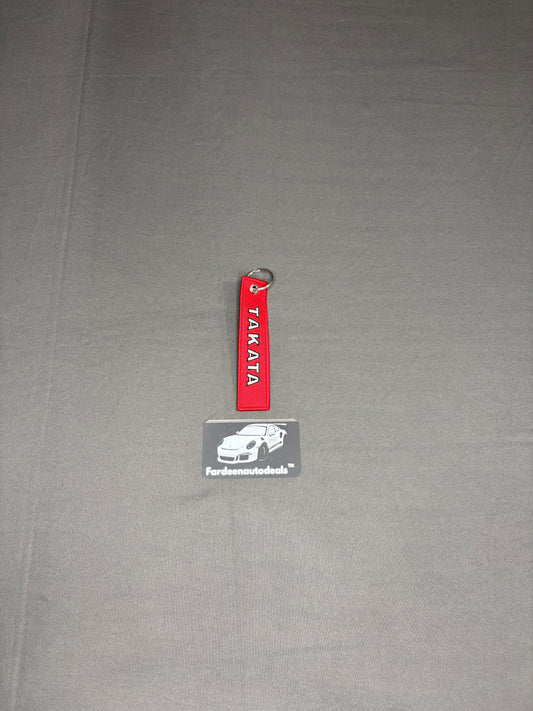 TAKATA Red Single-Layer Fabric Car Keychain
