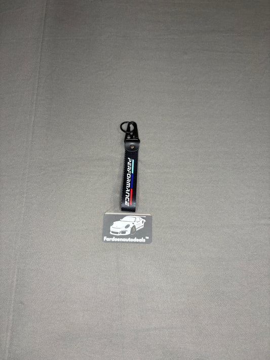 Performance Black Double-Layer Fabric Car Keychain