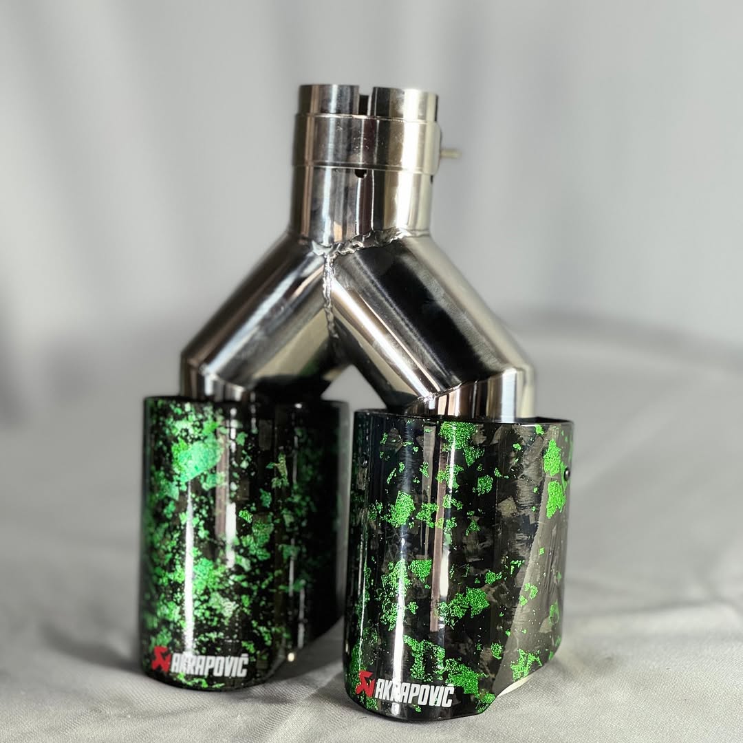 Akrapovic Exhaust Tip | Green Forged Carbon Dual Tip