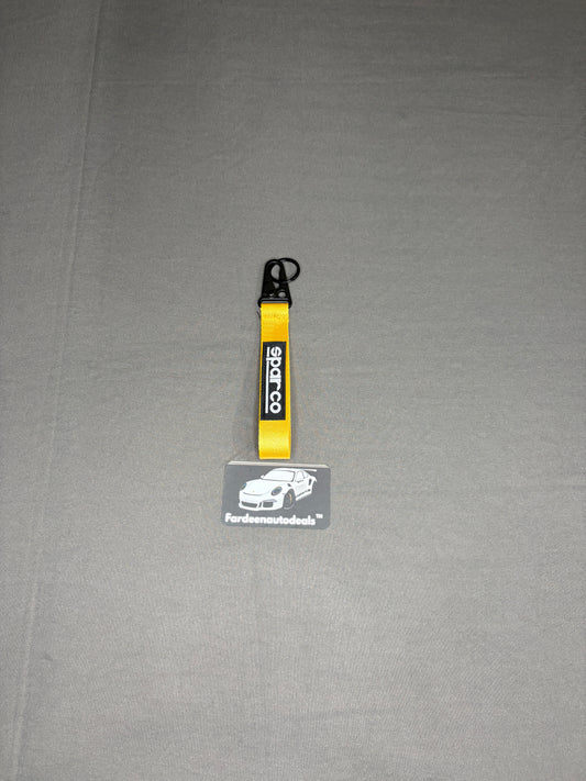 Sparco Yellow Double-Layer Fabric Car Keychain