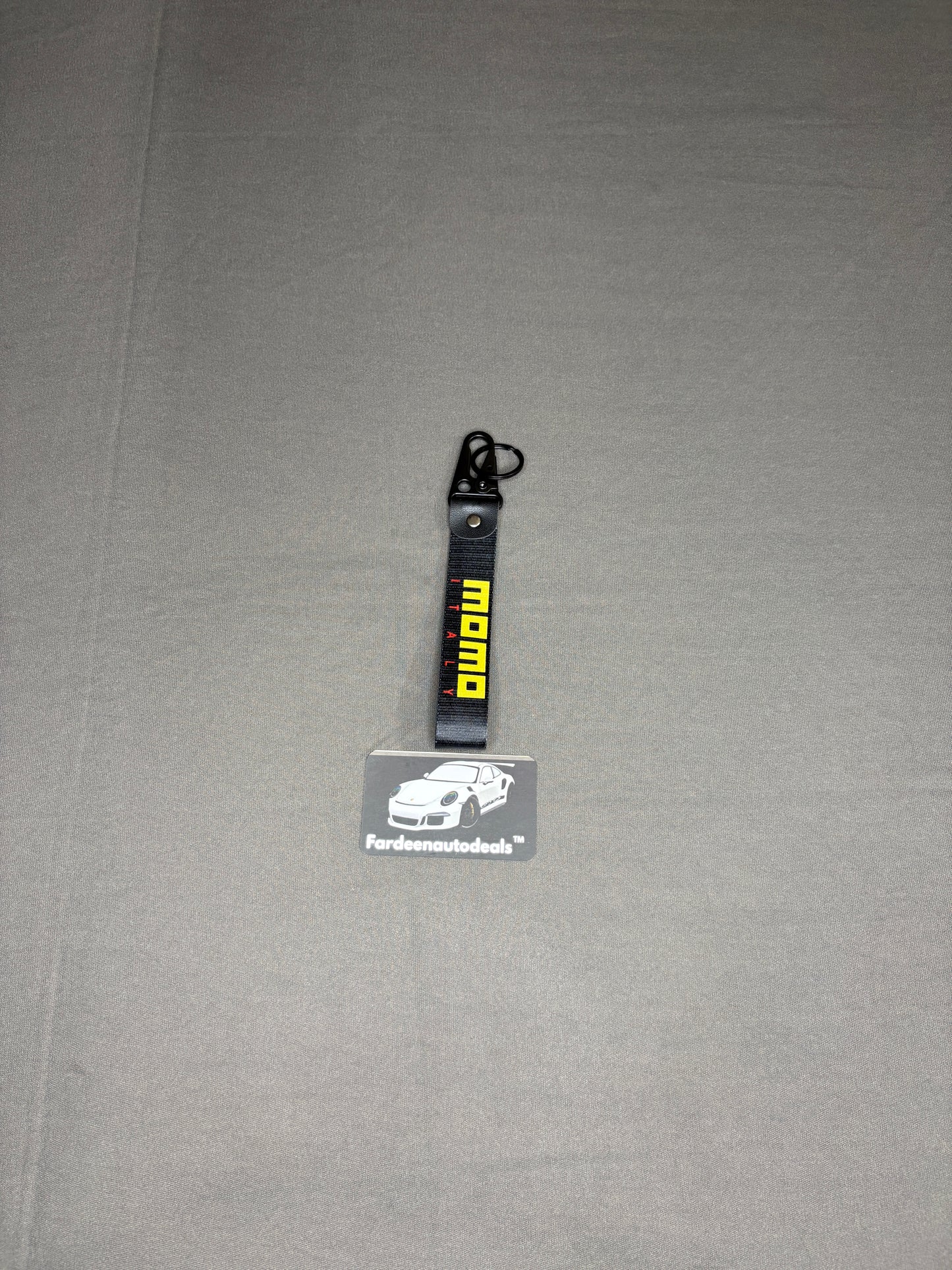 MOMO Black Double-Layer Fabric Car Keychain