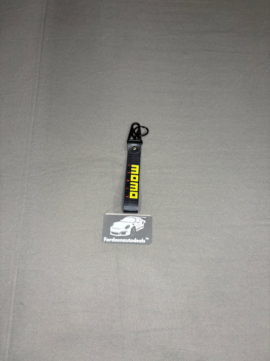 MOMO Black Double-Layer Fabric Car Keychain
