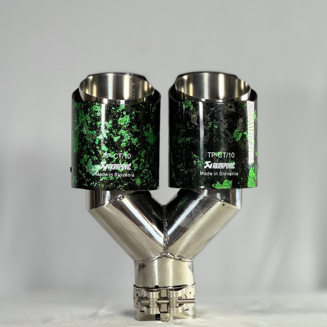 Akrapovic Exhaust Tip | Green Forged Carbon Dual Tip