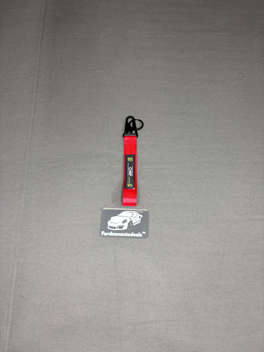 OMP Red Double-Layer Fabric Car Keychain