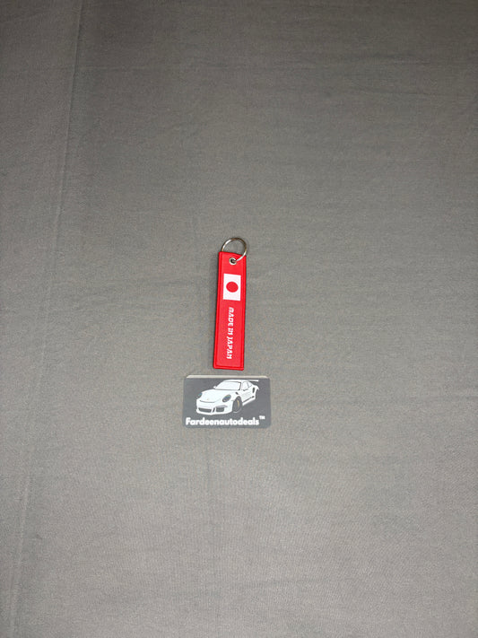 JDM Made in Japan Red Single-Layer Fabric Car Keychain