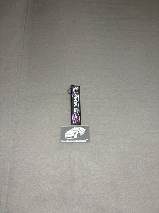 HKS Style Black Single-Layer Fabric Car Keychain