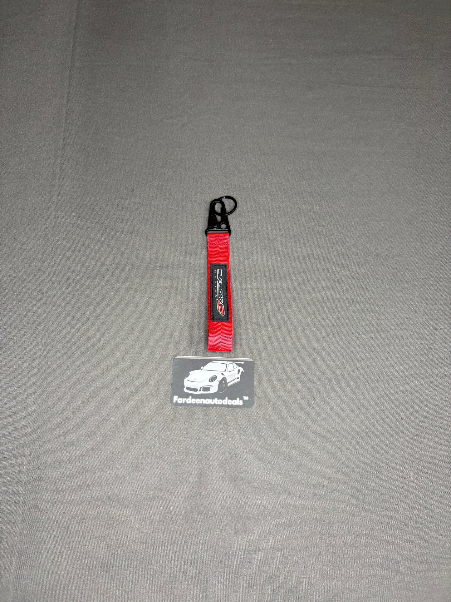 EKUNKS Racing Red Double-Layer Fabric Car Keychain