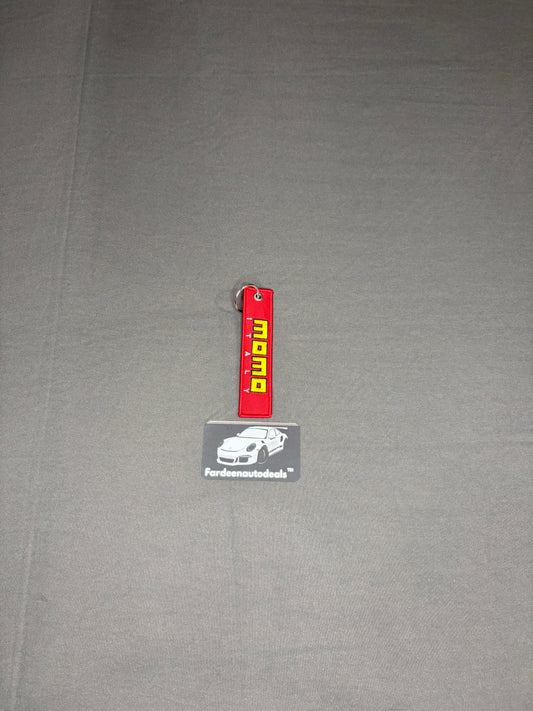 MOMO Red Single-Layer Fabric Car Keychain