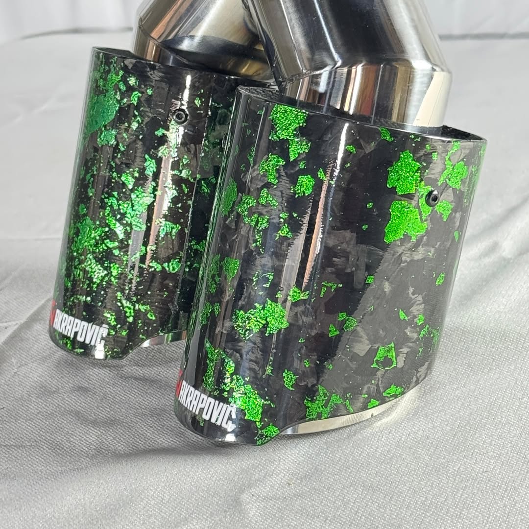 Akrapovic Exhaust Tip | Green Forged Carbon Dual Tip