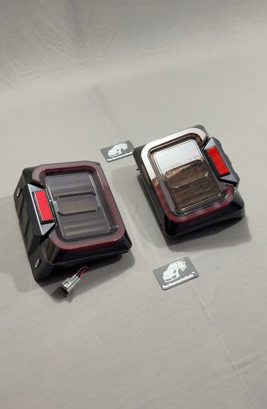 Mahindra Thar Wrangler-Inspired LED Tail Lights | Smoke + Red | Welcome Feature