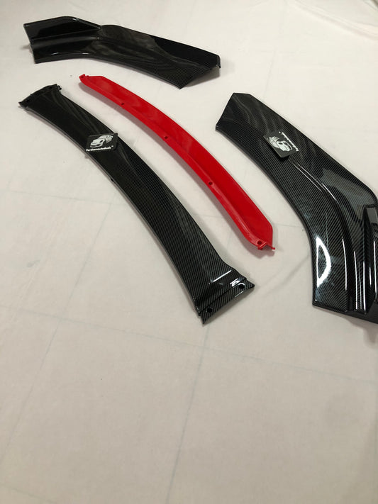 Universal 4 Pc Front Splitters with Red Lip | ABS