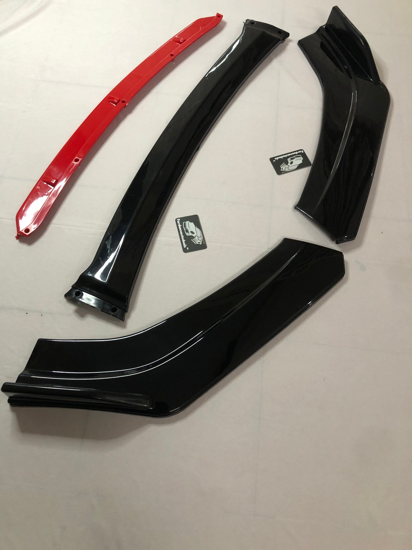 Universal 4 Pc Front Splitters with Red Lip | ABS