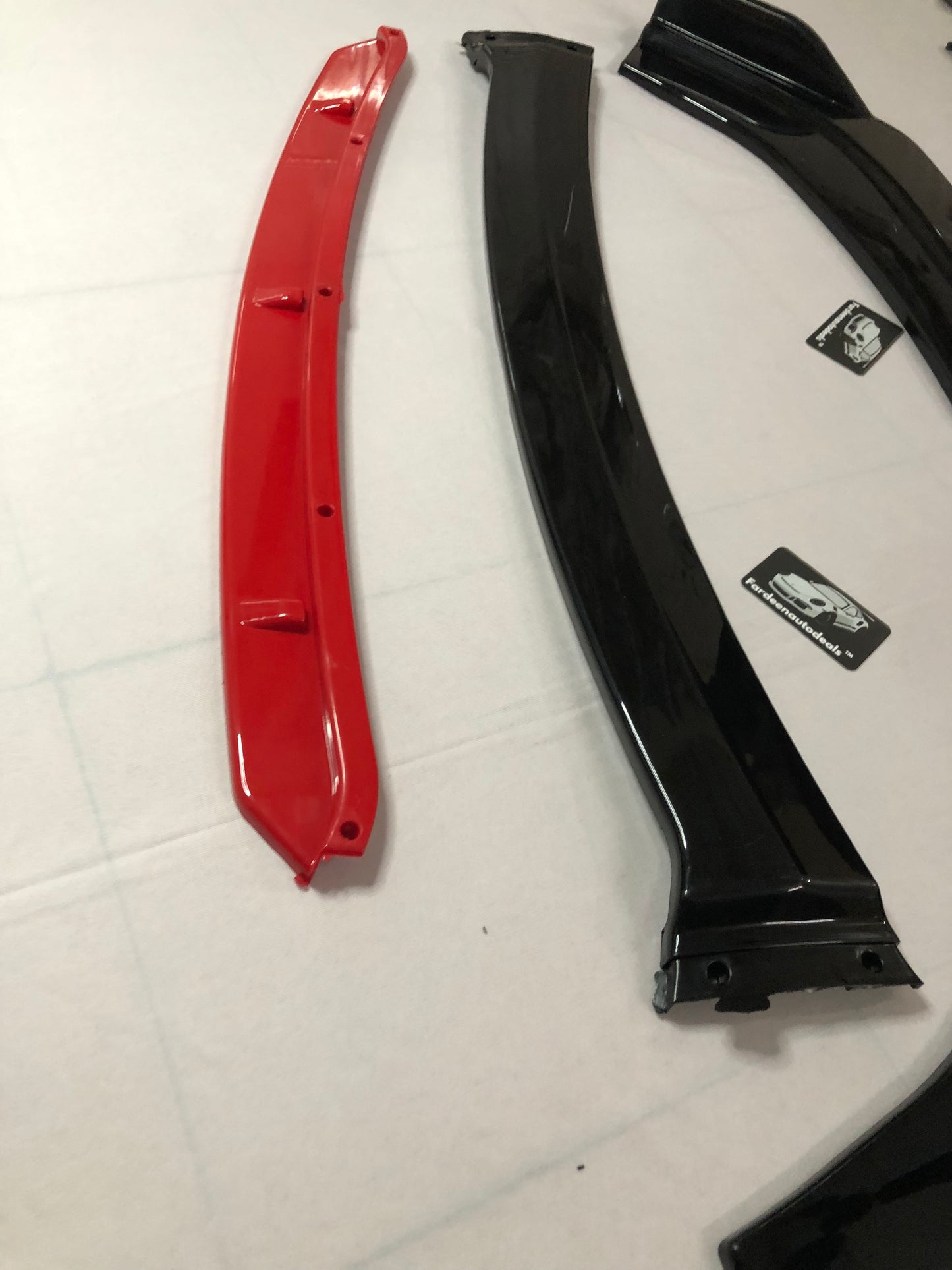 Universal 4 Pc Front Splitters with Red Lip | ABS